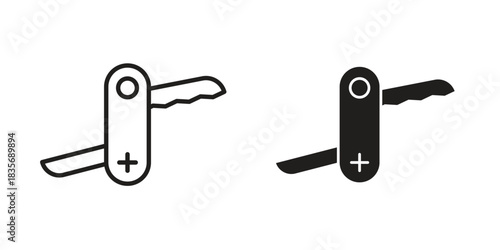 Swiss Knife icon in line design. Simple icon vector