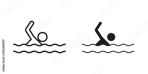 Swimming icon in line design. Simple icon vector