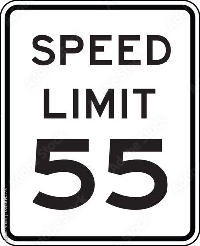 Speed Limit 55 Traffic Sign Editable Vector