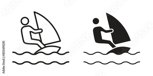 Windsurf icon in line design. Simple icon vector