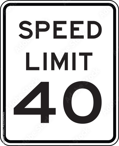 Speed Limit 40 Traffic Sign Editable Vector