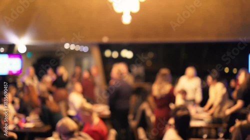 Wallpaper Mural Animated bar setting featuring variety of individuals mingling under warm lighting with musical backdrop Torontodigital.ca