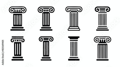 Classical Architectural Column Icons Set