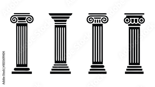 Classical Column Silhouettes Vector icon set 