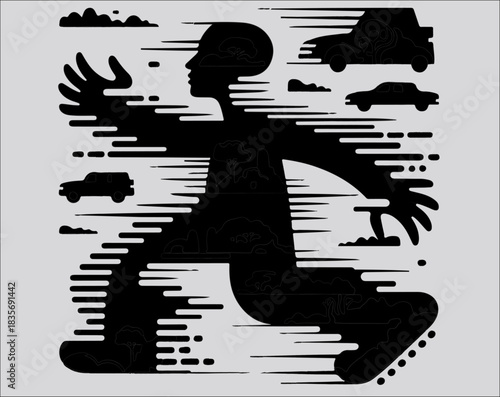 Silhouette vector illustration of a man and woman