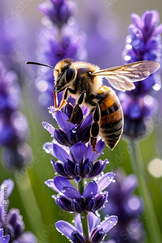 Close-up of a bee on purple flowers