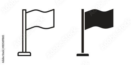 Flag icon flat simple icon. Liner version - stock vector.