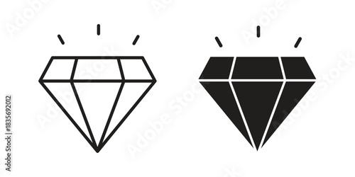 Gem icon flat simple icon. Liner version - stock vector.