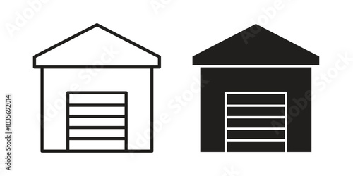 Garage icon flat simple icon. Liner version - stock vector.