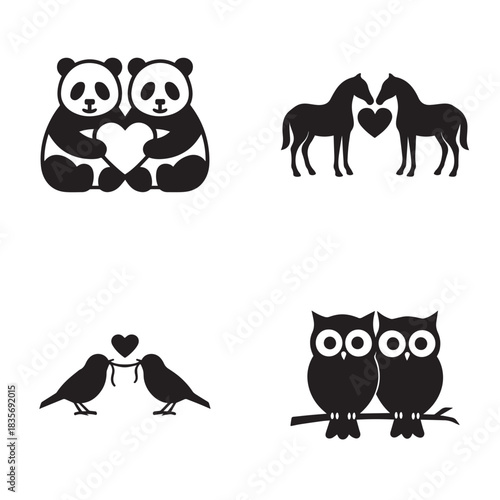 Charming animal pairs symbolizing love and companionship