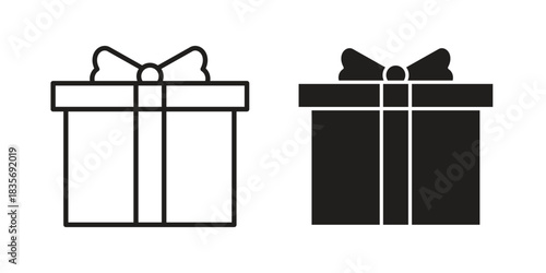 Gift icon flat simple icon. Liner version - stock vector.