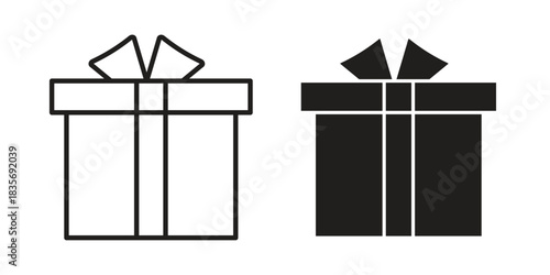 Gift icon flat simple icon. Liner version - stock vector.