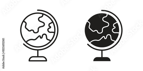 Globe icon flat simple icon. Liner version - stock vector.