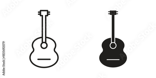 Guitar icon flat simple icon. Liner version - stock vector.