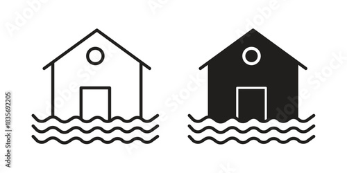 House flood icon flat simple icon. Liner version - stock vector.