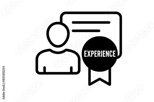 Professional profile showing a person, certificate document, and experience badge or medal