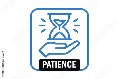 Hand holding an hourglass symbolizing patience time management and the passage of time