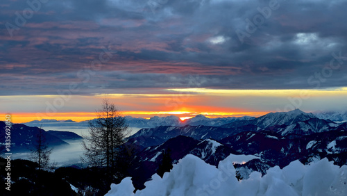 Bild auf Leinwand sunset in the mountains