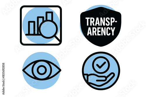 Corporate responsibility and ethical business concepts for transparency, data analysis, and verification