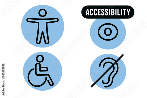 Essential set of universal design symbols for people with disabilities and special needs
