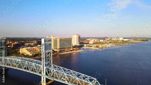 Aerial Perspective of Iconic Jacksonville River Bridge
