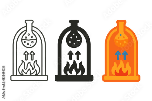 Kiln Cross-Section Styles. Cross-section of kiln showing layers of fire, airflow, and alchemical reaction zones, first in line