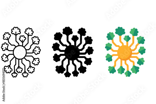 Cryptogamic Circuit Matrix. Microscopic view of cryptogamic colony structured like circuit code matrix, first in line style with