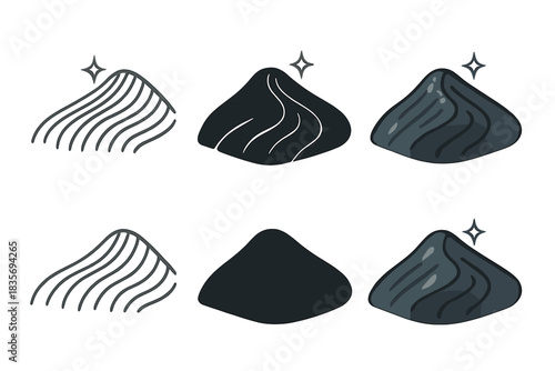 Minimalist Magnetite Dunes. Rippled magnetite dune with subtle metallic glint, simple minimal vector illustration, first in line