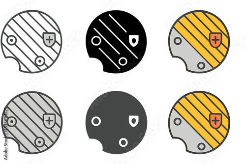 Elegant Watch Movement Icon. Polished movement plate with Geneva stripes and hallmark seal, clean minimal vector icon, first in