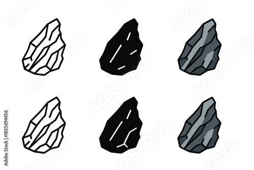 Meteorite Shard Icon. Metallic iron meteorite shard showing jagged edges and reflective surfaces, clean minimal vector icon, first