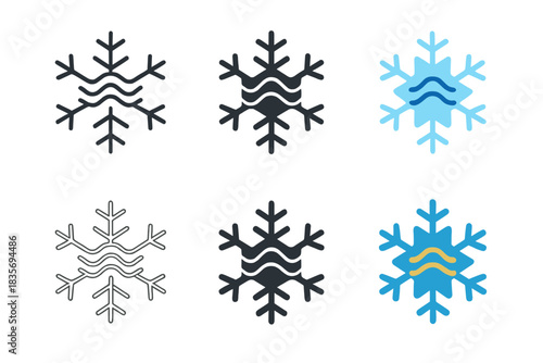 Supersolid Quantum Snowflake. Scientific emblem combining snowflake symmetry with quantum wave pattern to symbolize ultra-cold