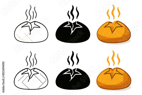 Artistic Bread Crust. Close-up of bread surface cracking open under steam pressure, golden bloom captured in stylized geometric