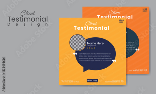 Client Testimonial Social Media Post Template. Professional Editable Testimonial Layout Template.