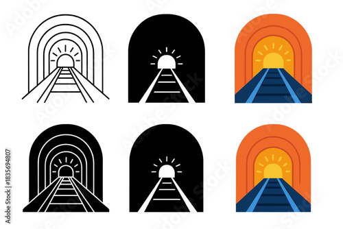 Abstract Train Journey. Train Tunnel Light, abstract travel harmony combining symmetry, motion, and the contrast of shadow and