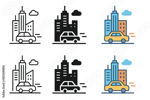 Urban Motif Artistry. Car City Roof, harmonious urban motif uniting design, height, and motion in balanced perspective, first in