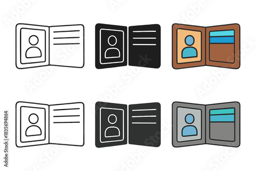 Stylish Wallet Designs. Open wallet displaying photo window and card pockets, clean layout symmetry, first in line style with thin