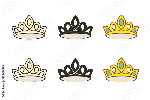 Floating Radiant Tiara. Radiant tiara floating above soft halo of light, gemstone shimmer accent, first in line style with thin