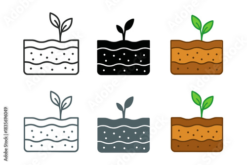 Peat Layer Evolution. Cross-section of peat layers capturing organic memory and growth, simple minimalist vector illustration,
