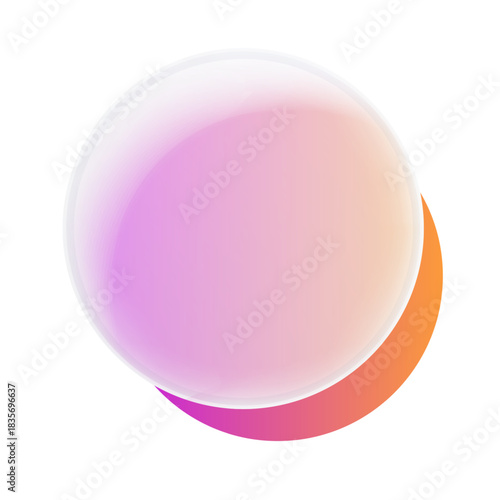 Glassmorphism circle button tempalte isolated on blue background. UI design element smartphone interface for app, banners, mobile app, social media