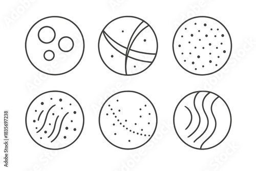 Luminous Vector Icons. Line style vector icons of Light Weight: luminous spheres, curved beams, floating dust, glowing motion,