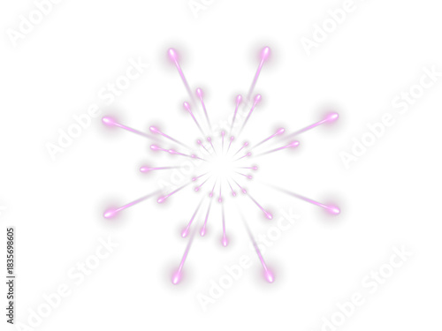 Romantic explosion for Valentine's Day. Pink and crimson fireworks.