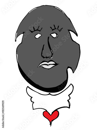 Abstract Grey Face Psychology Mental Health Concept Bipolar Depression Split Personality Identity Crisis Abstract Art Face Surrealism Vector
