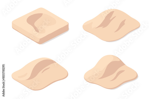 Eroded Sand Forms. Isometric vector illustration set Eroded sand forms: smooth indentation flow, wind-swept texture, softened