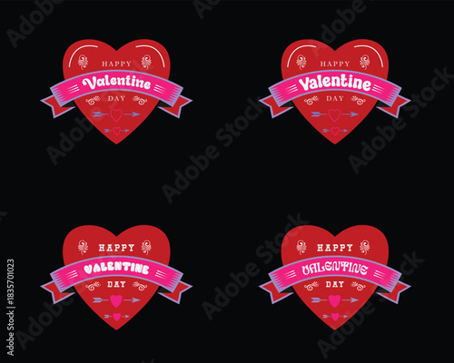 Romantic Premium Valentine's Day vector collection with hearts and love symbols.