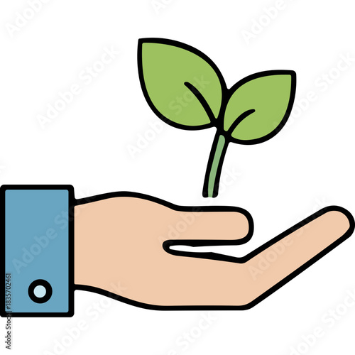 A Caring Hand Holds a Sprout Symbolizing Growth and New Beginnings on a Black Background, Business Concept