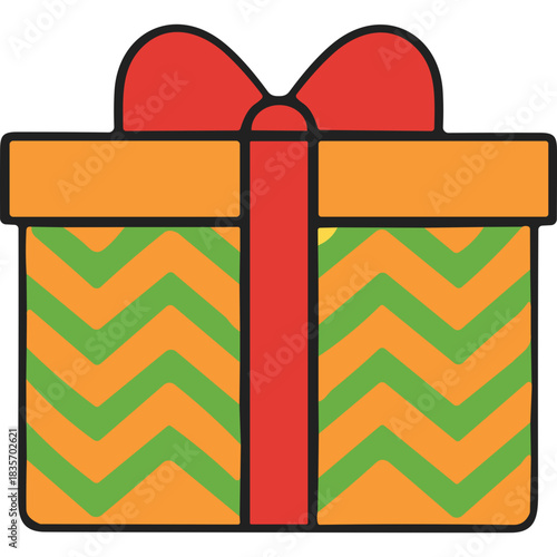 A Colorful Gift Box Wrapped With Red Ribbon And Bow Isolated On White Background Festive Surprise And Celebration Element