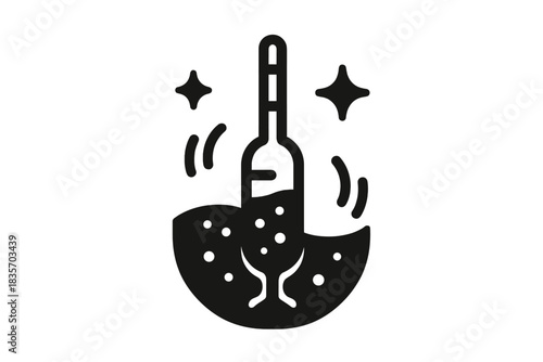 Hydrometer Dance Art. Solid style icon of a hydrometer with small motion lines and sparkling liquid, representing proofing
