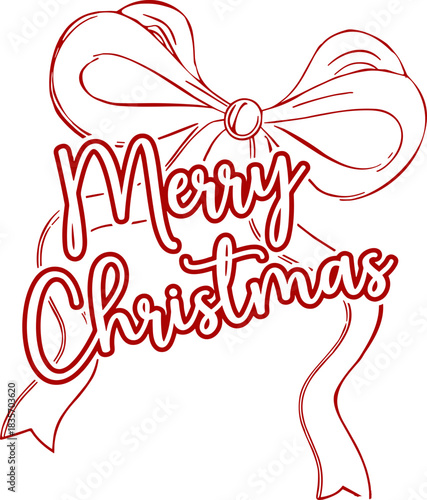 Merry Christmas Bow Svg, Merry Coquette  SVG, Xmas Bow SVG, Holiday Bow SVG