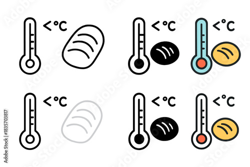Lamination Temperature Control. Thermometer and dough icon showing controlled temperature range essential for lamination, precise