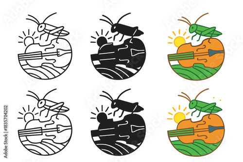 Musical Geometric Fusion. Cricket Field Violin, clean geometric fusion of natural rhythm and musical structure, first in line